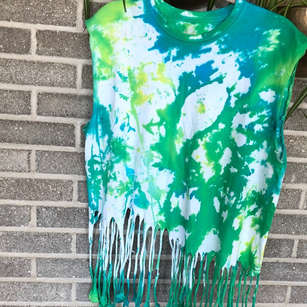 Fringe tie dye tee handmade